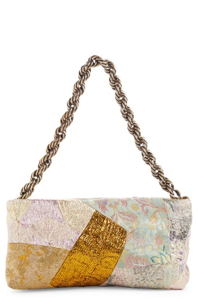 Dries Van Noten Patchwork Top Handle Bag In Gold Multi