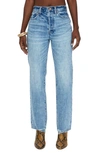 Pistola Cassie Embellished High Waist Ripped Straight Leg Jeans In Bramble
