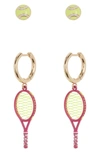 Baublebar Tennis Mismatched Enamel Earrings In Pink/ Yellow
