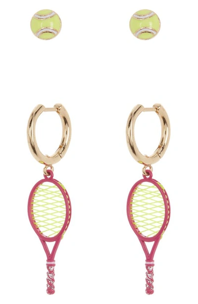 Baublebar Tennis Mismatched Enamel Earrings In Pink/ Yellow