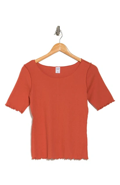 Melrose And Market Lettuce Edge Boatneck Top In Orange Chili