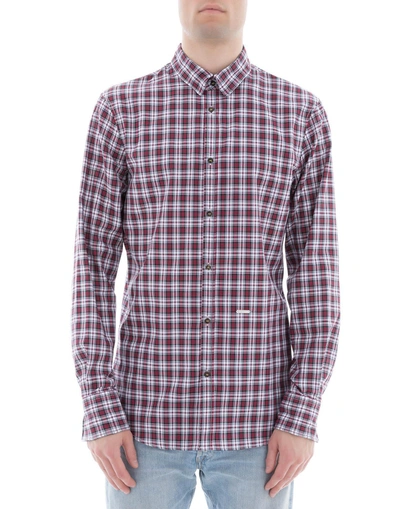 Dsquared2 Red Cotton Shirt In Multicolor