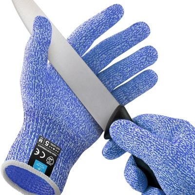 Zulay Kitchen Medium Cut Resistant Gloves Food Grade Level 5 Protection In Blue