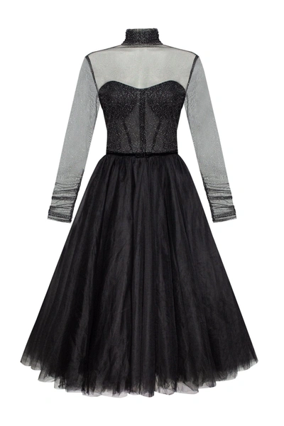 Milla Party Tulle Dress With Semi-transparent Corset In Black