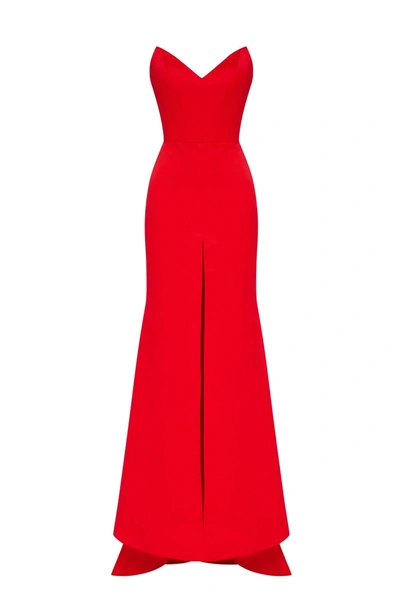 Milla Red Elegant Strapless Trumpet Evening Gown