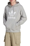Adidas Originals Lifestyle Trefoil Graphic Hoodie In Medium Grey Heather