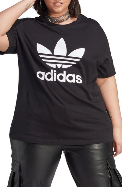Adidas Originals Trefoil Cotton Graphic T-shirt In Black