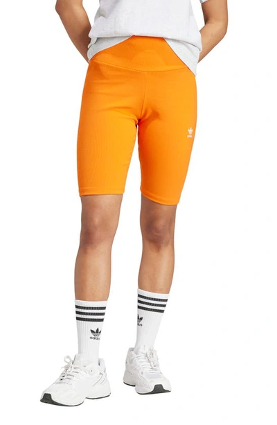 Adidas Originals Lifestyle 3-stripes Short Leggings In Orange