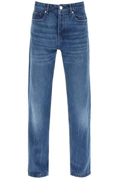 Ami Alexandre Mattiussi Loose Jeans With Straight Cut In Used Blue (blue)