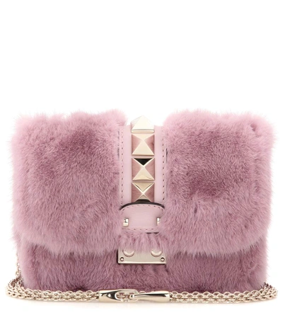 Valentino Garavani Lock Mini Mink Fur And Leather Shoulder Bag In Cipria |  ModeSens