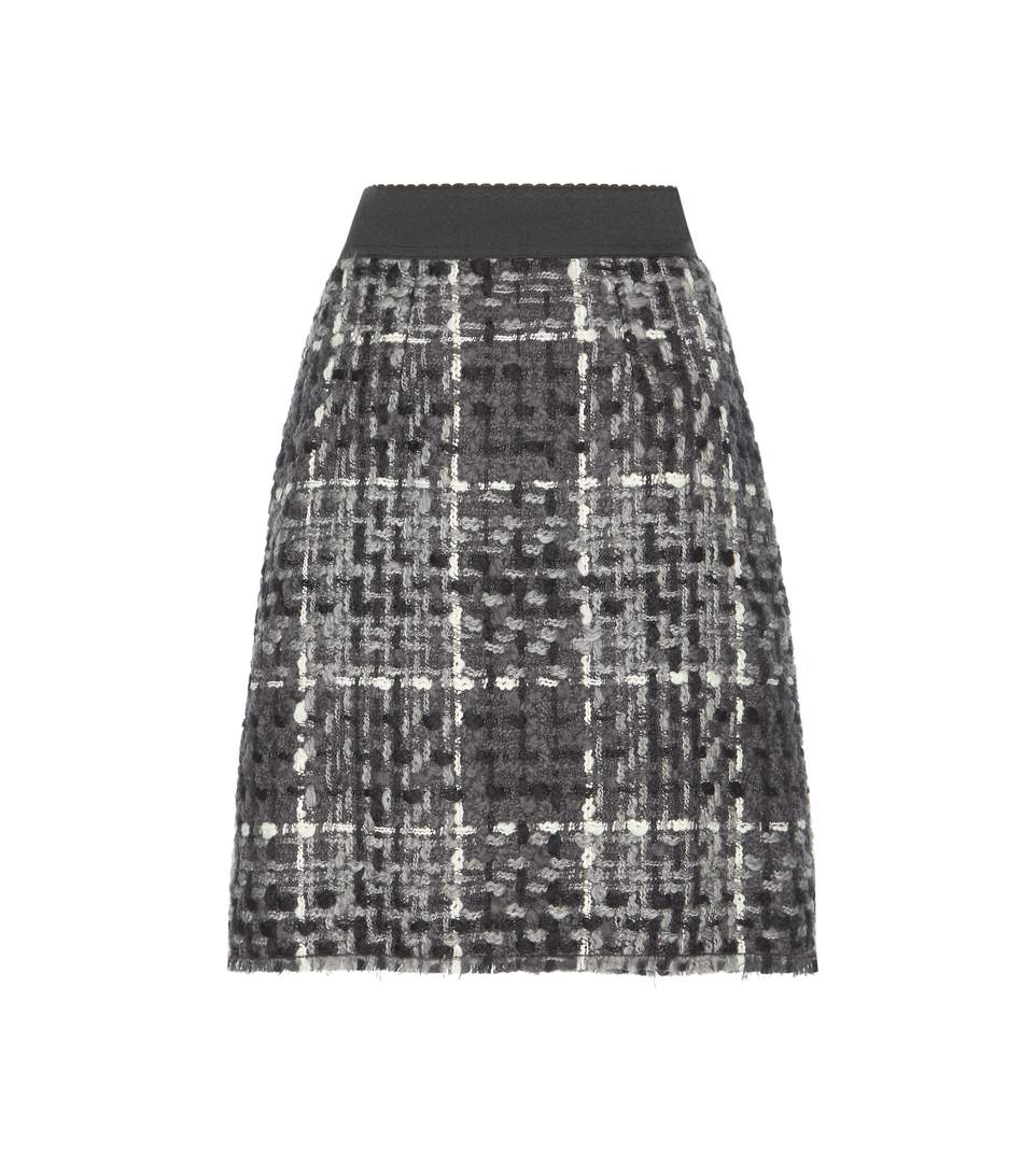 Dolce & Gabbana Black/gray/white Wool Tweed Skirt In Faetasy (eot Priet ...