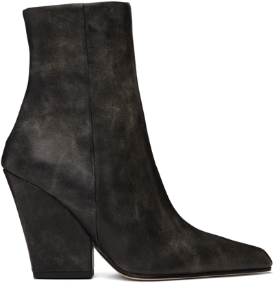 Paris Texas Jane Leather Ankle Boots In Black