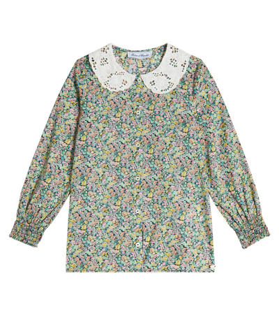 Tartine Et Chocolat Kids' Floral Cotton Blouse In Green