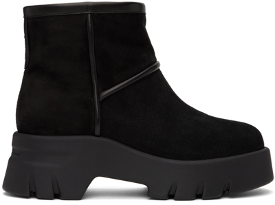 Gianvito Rossi Shearling-lined Suede Ankle Boots In Black+black+black