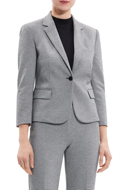 Theory Houndstooth Knit Shrunken Blazer In Grey