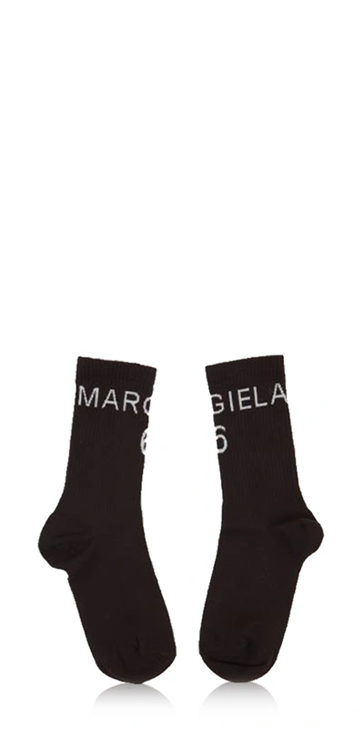 Mm6 Maison Margiela Logo Socks Black