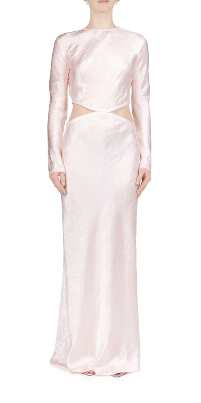 Anna October Martha Cutout Satin Maxi Dress In Pink
