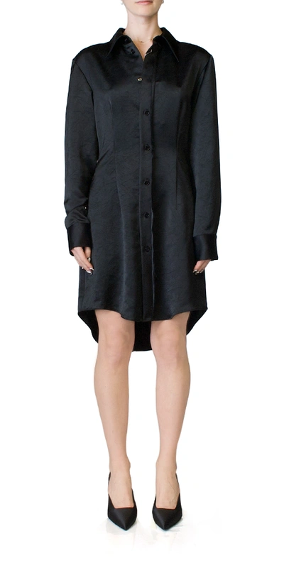 Mm6 Maison Margiela Silky Button Front Dress Black