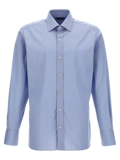 Tom Ford Poplin Cotton Shirt In Light Blue