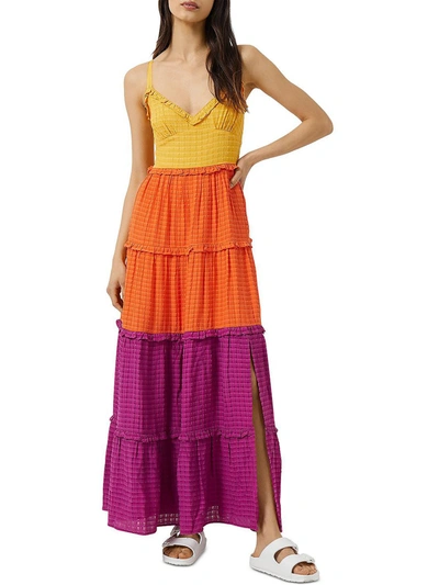 French Connection Womens V-neck Tiered Sundress In Orange