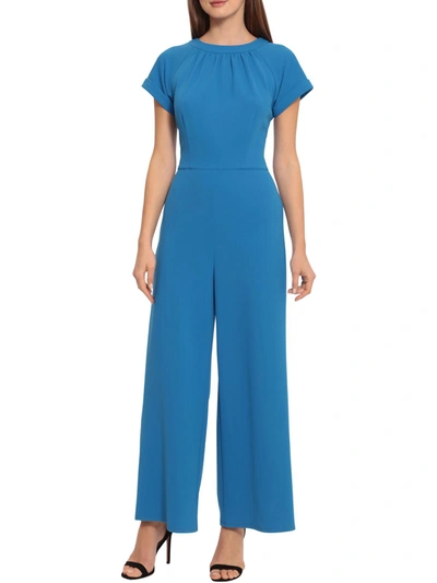 Maggy London Womens Pleated V-back Jumpsuit In Blue