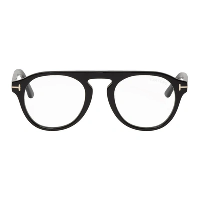 Tom Ford Black Tf-5533b Clip-on Glasses In 01vshblkblu