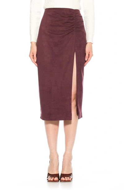 Alexia Admor Zayla Faux Suede Pencil Skirt In Burgundy