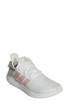 Adidas Originals Cloadfoam Pure Running Shoe In White/ Red/ Pulse Lime