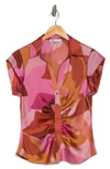 Dr2 By Daniel Rainn Ruched Satin Blouse In K875 Pink
