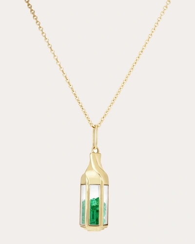 Moritz Glik 18k Yellow Gold Janela Emerald Pendant Necklace In Green