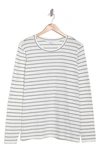 Nordstrom Long Sleeve Pima Cotton T-shirt In Ivory- Black Lauren Stripe