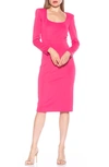 Alexia Admor Alina Scoop Neck Long Sleeve Sheath Dress In Pink