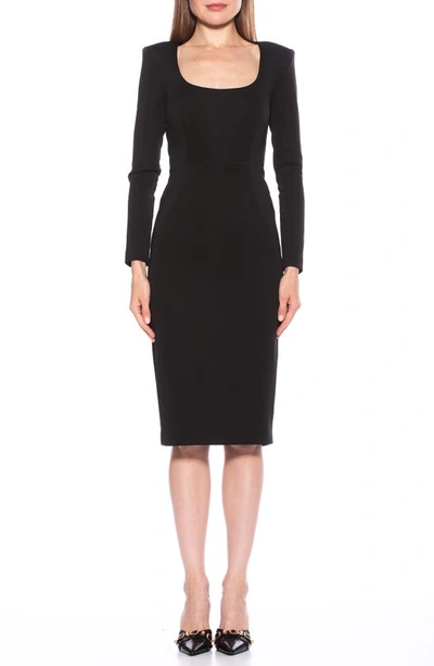 Alexia Admor Alina Scoop Neck Long Sleeve Sheath Dress In Black