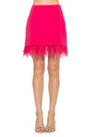 Alexia Admor Flora Feather Trim Miniskirt In Hot Pink