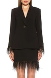 Alexia Admor Vida Ostrich Feather Cuff Blazer In Black