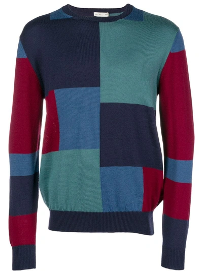 Etro Colour Blocked Sweater In Midnight Blue