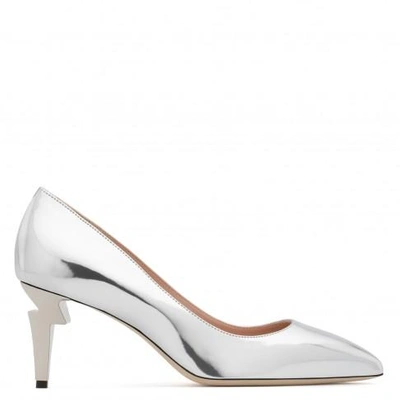 Giuseppe Zanotti - Patent Leather 'g-heel' Pump With Sculpted Heel G-heel In Silver