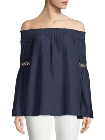 Ramy Brook Dalia Off-the-shoulder Top In Navy