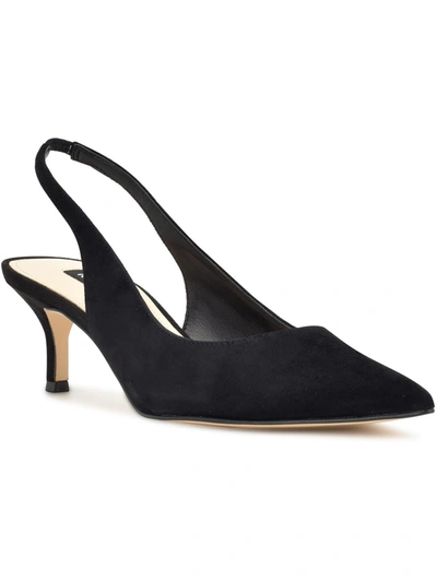 Nine West Womens Suede Pointed Toe Kitten Heels In Black