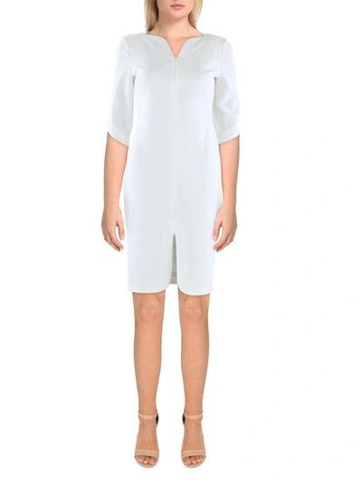 Calvin Klein Womens Work Midi Sheath Dress In White