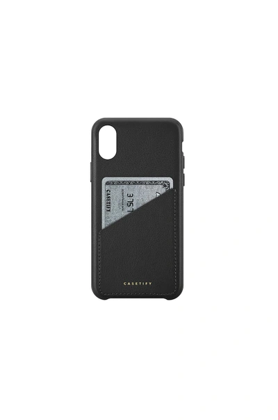 Casetify Iphone X 皮革卡饰手机壳 In Black