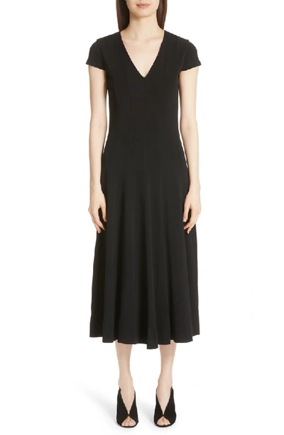 Max Mara Ninfa V-neck Short-sleeve A-line Tea-length Dress In Black