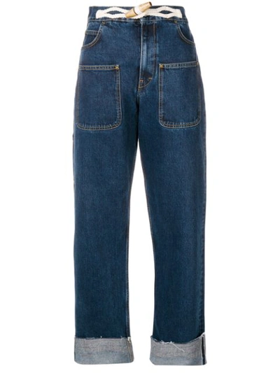 Jw Anderson Toggle-detail Straight-leg Jeans In Blue