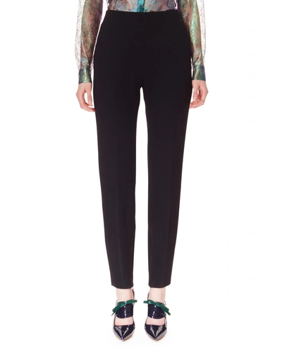 Delpozo Wool Crepe Skinny Pants In Black