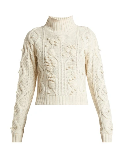 Joseph Wool Cable-knit Cropped Sweater, Ecru In Cream