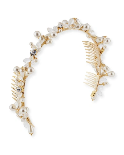 Bari Lynn Girls' Jeweled Headband, White/golden