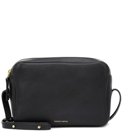 Mansur Gavriel Double Zip Leather Crossbody Bag In Black