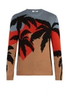 Valentino Palm Tree Intarsia Wool And Cashmere-blend Jumper In Camel