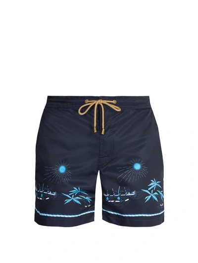 Thorsun Titan-fit Volcano-print Swim Shorts In Navy