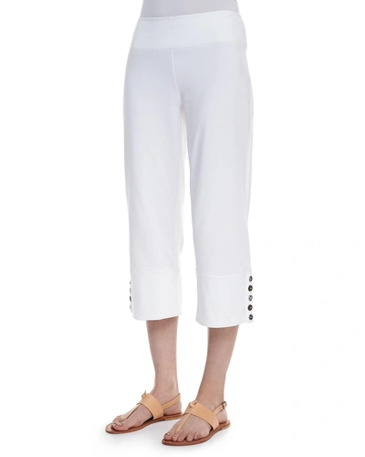 Neon Buddha Plus Size Seascape Button-cuff Capri Pants In Global White